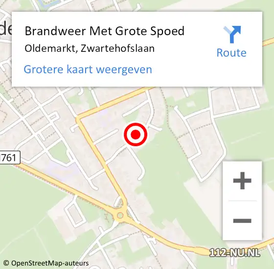 Locatie op kaart van de 112 melding: Brandweer Met Grote Spoed Naar Oldemarkt, Zwartehofslaan op 13 februari 2023 18:12