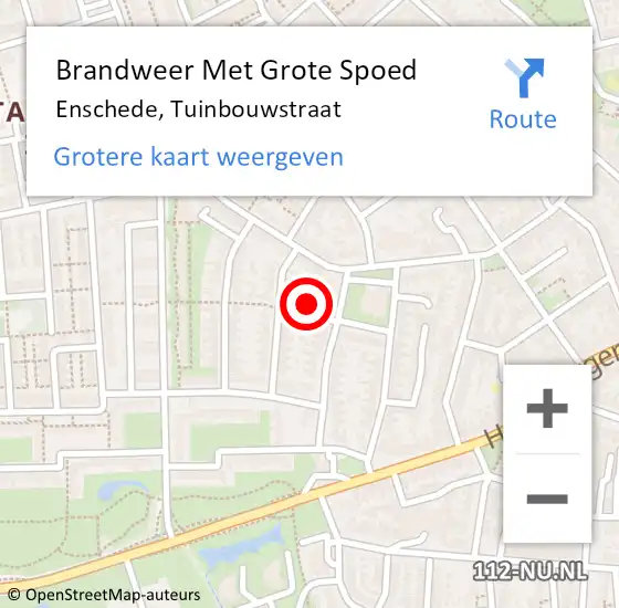 Locatie op kaart van de 112 melding: Brandweer Met Grote Spoed Naar Enschede, Tuinbouwstraat op 13 februari 2023 18:19