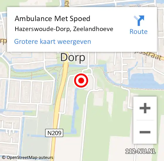 Locatie op kaart van de 112 melding: Ambulance Met Spoed Naar Hazerswoude-Dorp, Zeelandhoeve op 13 februari 2023 18:22