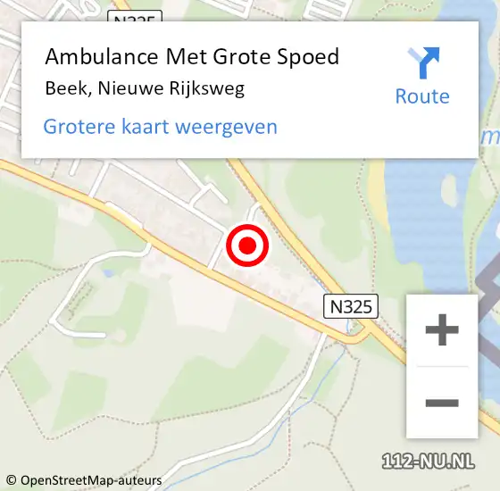 Locatie op kaart van de 112 melding: Ambulance Met Grote Spoed Naar Beek, Nieuwe Rijksweg op 13 februari 2023 18:37