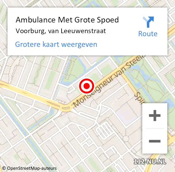 Locatie op kaart van de 112 melding: Ambulance Met Grote Spoed Naar Voorburg, van Leeuwenstraat op 13 februari 2023 18:45