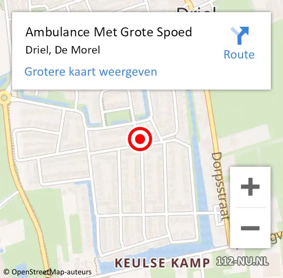 Locatie op kaart van de 112 melding: Ambulance Met Grote Spoed Naar Driel, De Morel op 13 februari 2023 19:42