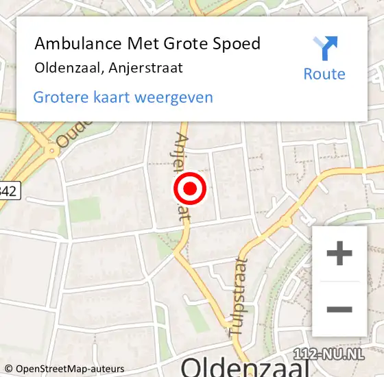 Locatie op kaart van de 112 melding: Ambulance Met Grote Spoed Naar Oldenzaal, Anjerstraat op 13 februari 2023 19:46