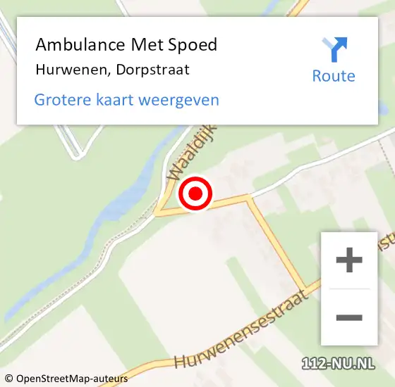 Locatie op kaart van de 112 melding: Ambulance Met Spoed Naar Hurwenen, Dorpstraat op 15 augustus 2014 14:25