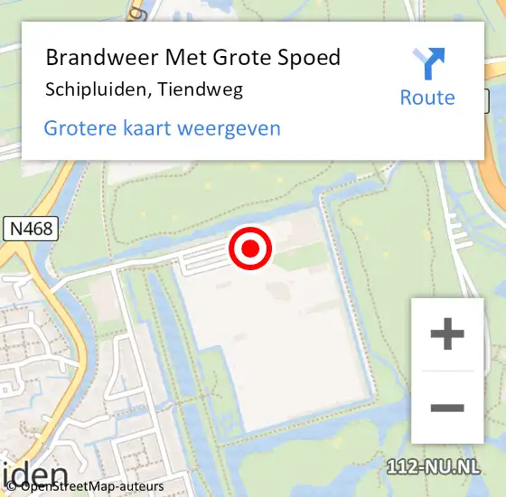 Locatie op kaart van de 112 melding: Brandweer Met Grote Spoed Naar Schipluiden, Tiendweg op 13 februari 2023 20:05