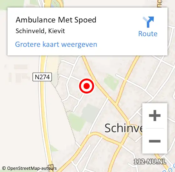 Locatie op kaart van de 112 melding: Ambulance Met Spoed Naar Schinveld, Kievit op 15 augustus 2014 14:26