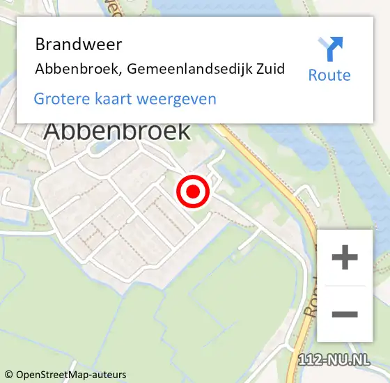 Locatie op kaart van de 112 melding: Brandweer Abbenbroek, Gemeenlandsedijk Zuid op 13 februari 2023 20:11