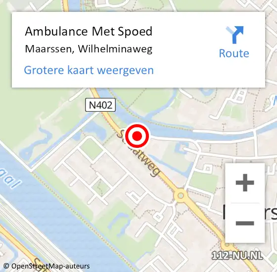 Locatie op kaart van de 112 melding: Ambulance Met Spoed Naar Maarssen, Wilhelminaweg op 15 augustus 2014 14:28