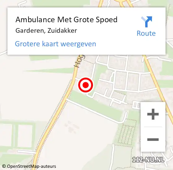 Locatie op kaart van de 112 melding: Ambulance Met Grote Spoed Naar Garderen, Zuidakker op 13 februari 2023 20:47