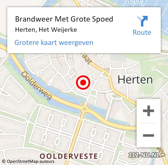 Locatie op kaart van de 112 melding: Brandweer Met Grote Spoed Naar Herten, Het Weijerke op 13 februari 2023 21:40