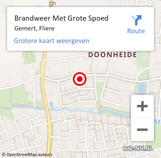 Locatie op kaart van de 112 melding: Brandweer Met Grote Spoed Naar Gemert, Fliere op 13 februari 2023 21:54