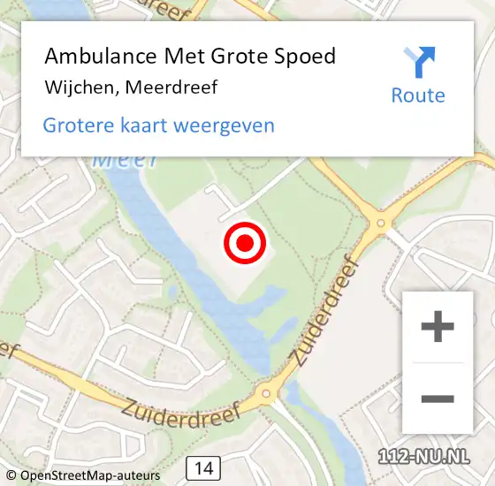 Locatie op kaart van de 112 melding: Ambulance Met Grote Spoed Naar Wijchen, Meerdreef op 13 februari 2023 21:55