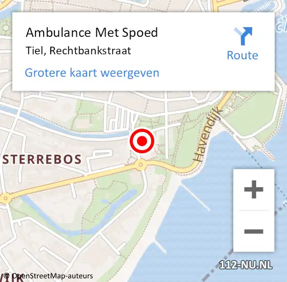 Locatie op kaart van de 112 melding: Ambulance Met Spoed Naar Tiel, Rechtbankstraat op 13 februari 2023 22:10