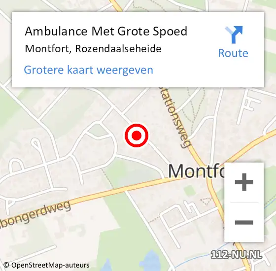 Locatie op kaart van de 112 melding: Ambulance Met Grote Spoed Naar Montfort, Rozendaalseheide op 13 februari 2023 22:25