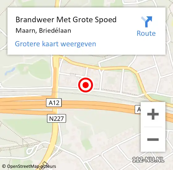 Locatie op kaart van de 112 melding: Brandweer Met Grote Spoed Naar Maarn, Briedélaan op 13 februari 2023 23:03