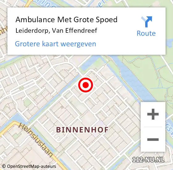 Locatie op kaart van de 112 melding: Ambulance Met Grote Spoed Naar Leiderdorp, Van Effendreef op 13 februari 2023 23:35