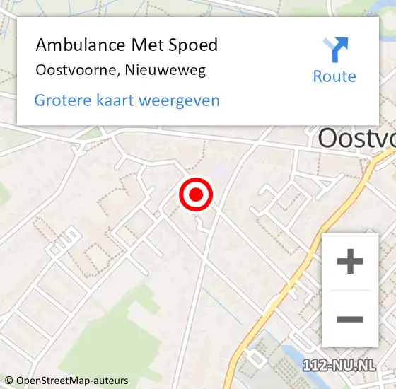 Locatie op kaart van de 112 melding: Ambulance Met Spoed Naar Oostvoorne, Nieuweweg op 14 februari 2023 00:02