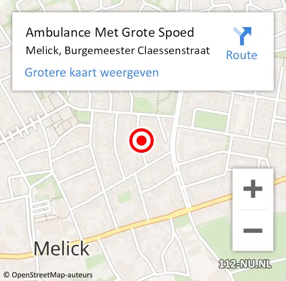 Locatie op kaart van de 112 melding: Ambulance Met Grote Spoed Naar Melick, Burgemeester Claessenstraat op 14 februari 2023 00:27