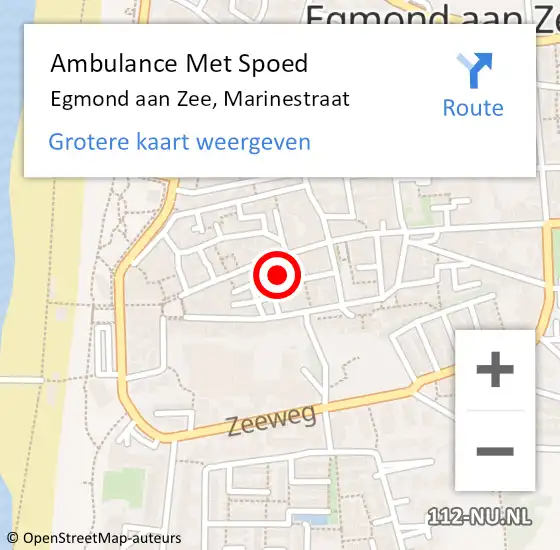 Locatie op kaart van de 112 melding: Ambulance Met Spoed Naar Egmond aan Zee, Marinestraat op 14 februari 2023 01:45