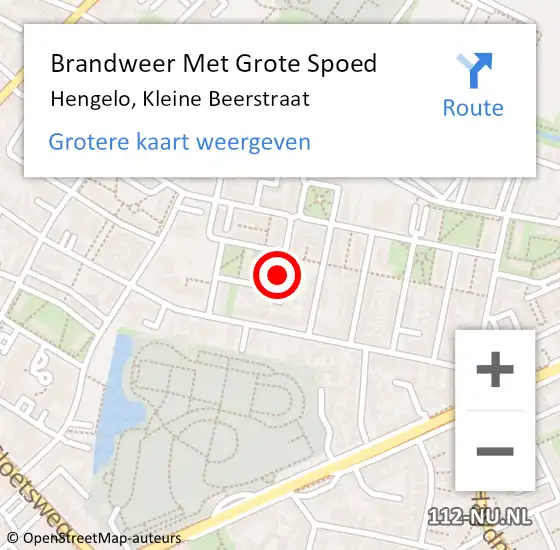 Locatie op kaart van de 112 melding: Brandweer Met Grote Spoed Naar Hengelo, Kleine Beerstraat op 14 februari 2023 01:50