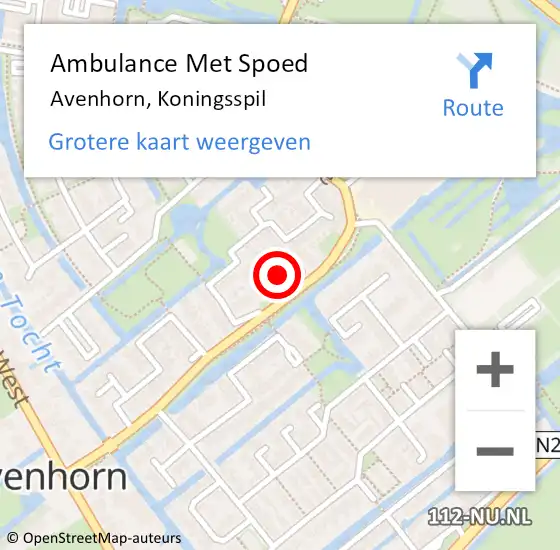 Locatie op kaart van de 112 melding: Ambulance Met Spoed Naar Avenhorn, Koningsspil op 14 februari 2023 03:34