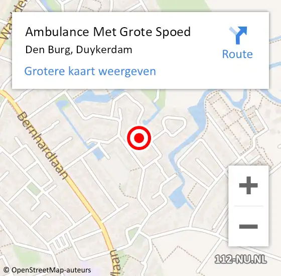 Locatie op kaart van de 112 melding: Ambulance Met Grote Spoed Naar Den Burg, Duykerdam op 14 februari 2023 04:10