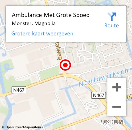 Locatie op kaart van de 112 melding: Ambulance Met Grote Spoed Naar Monster, Magnolia op 14 februari 2023 04:13