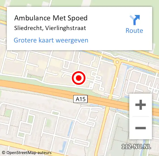 Locatie op kaart van de 112 melding: Ambulance Met Spoed Naar Sliedrecht, Vierlinghstraat op 14 februari 2023 04:19