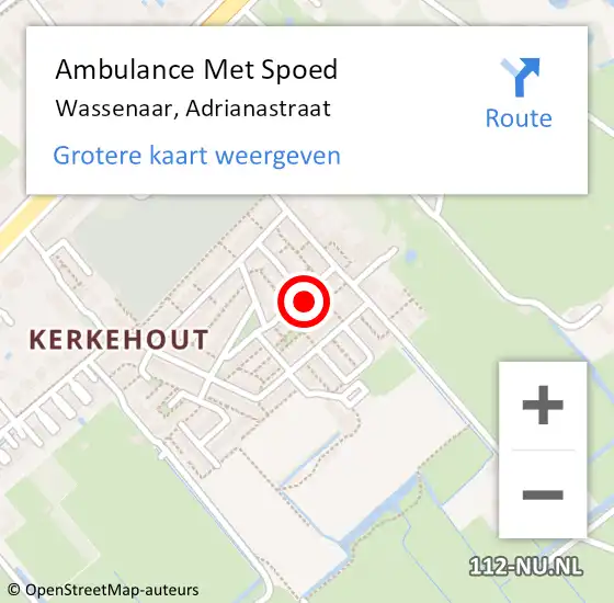 Locatie op kaart van de 112 melding: Ambulance Met Spoed Naar Wassenaar, Adrianastraat op 14 februari 2023 05:11