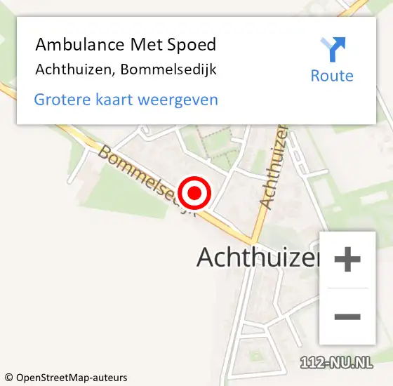 Locatie op kaart van de 112 melding: Ambulance Met Spoed Naar Achthuizen, Bommelsedijk op 14 februari 2023 05:15