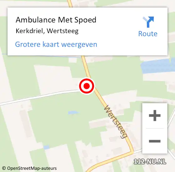 Locatie op kaart van de 112 melding: Ambulance Met Spoed Naar Kerkdriel, Wertsteeg op 14 februari 2023 06:43