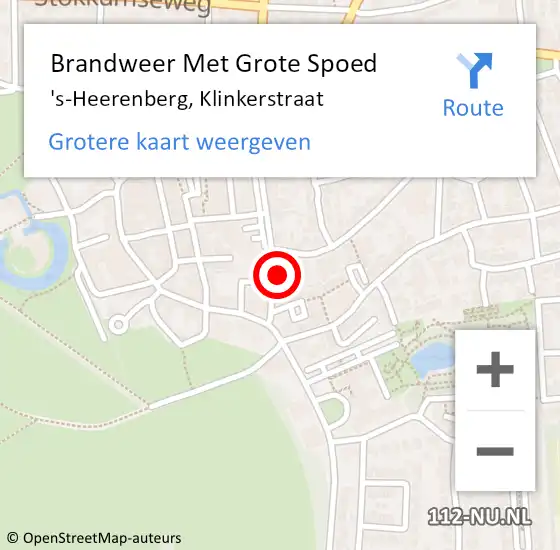 Locatie op kaart van de 112 melding: Brandweer Met Grote Spoed Naar 's-Heerenberg, Klinkerstraat op 15 augustus 2014 14:56