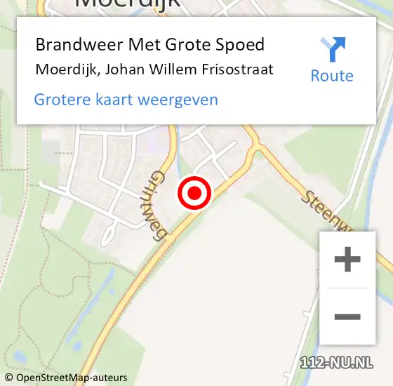 Locatie op kaart van de 112 melding: Brandweer Met Grote Spoed Naar Moerdijk, Johan Willem Frisostraat op 14 februari 2023 07:34