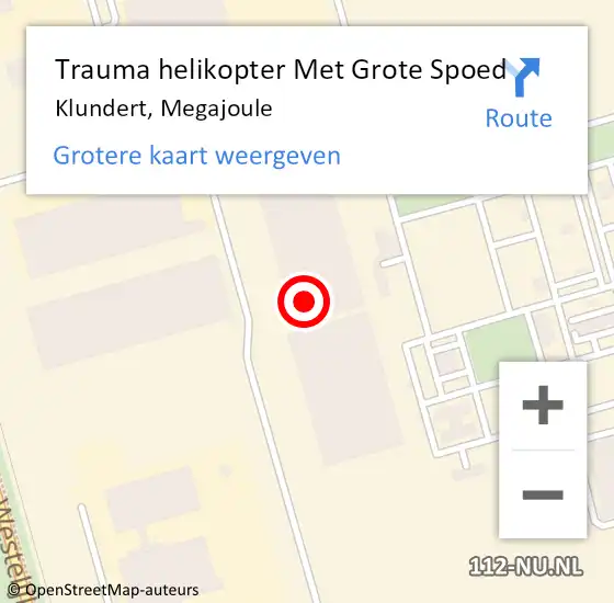 Locatie op kaart van de 112 melding: Trauma helikopter Met Grote Spoed Naar Klundert, Megajoule op 14 februari 2023 07:38