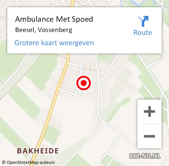 Locatie op kaart van de 112 melding: Ambulance Met Spoed Naar Beesel, Vossenberg op 14 februari 2023 07:38