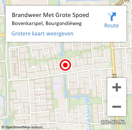 Locatie op kaart van de 112 melding: Brandweer Met Grote Spoed Naar Bovenkarspel, Bourgondiëweg op 14 februari 2023 07:50