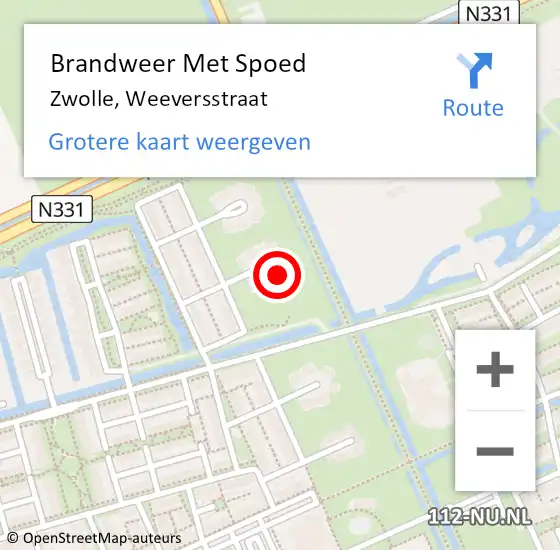 Locatie op kaart van de 112 melding: Brandweer Met Spoed Naar Zwolle, Weeversstraat op 14 februari 2023 08:01