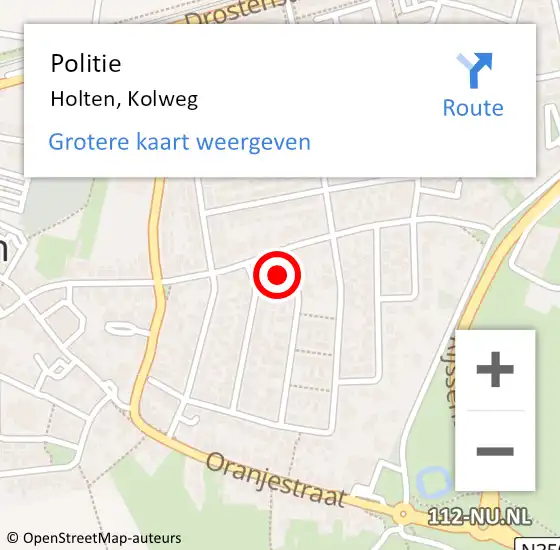 Locatie op kaart van de 112 melding: Politie Holten, Kolweg op 14 februari 2023 08:29