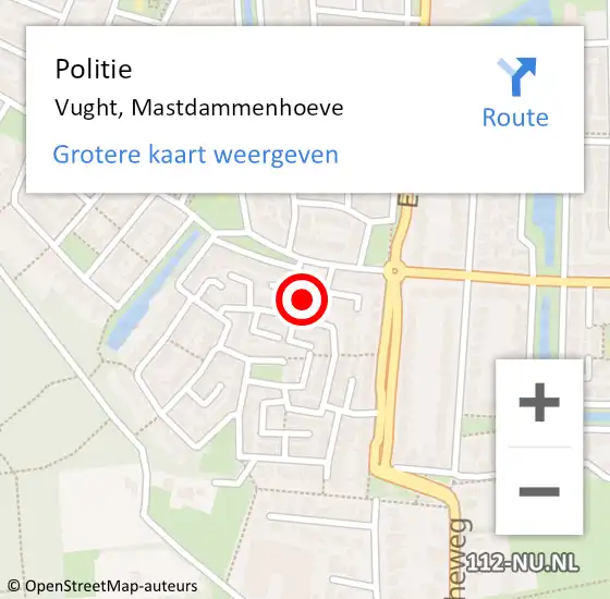 Locatie op kaart van de 112 melding: Politie Vught, Mastdammenhoeve op 14 februari 2023 08:36