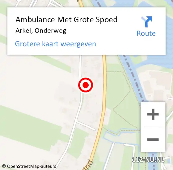 Locatie op kaart van de 112 melding: Ambulance Met Grote Spoed Naar Arkel, Onderweg op 14 februari 2023 09:30