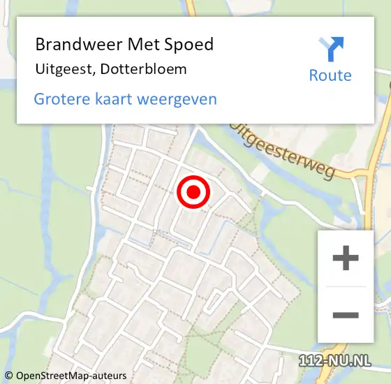 Locatie op kaart van de 112 melding: Brandweer Met Spoed Naar Uitgeest, Dotterbloem op 14 februari 2023 09:43