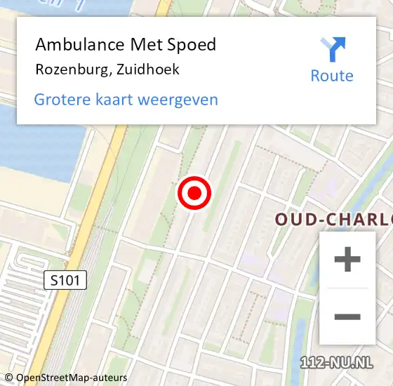 Locatie op kaart van de 112 melding: Ambulance Met Spoed Naar Rozenburg, Zuidhoek op 14 februari 2023 10:35