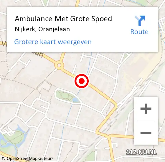 Locatie op kaart van de 112 melding: Ambulance Met Grote Spoed Naar Nijkerk, Oranjelaan op 14 februari 2023 11:10