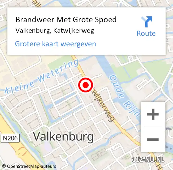 Locatie op kaart van de 112 melding: Brandweer Met Grote Spoed Naar Valkenburg, Katwijkerweg op 14 februari 2023 11:20