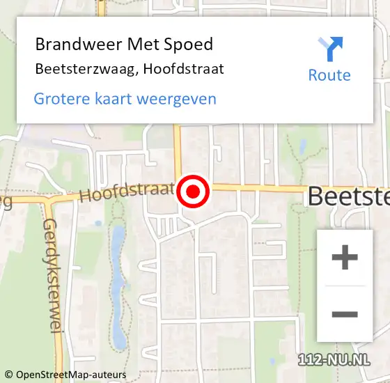 Locatie op kaart van de 112 melding: Brandweer Met Spoed Naar Beetsterzwaag, Hoofdstraat op 14 februari 2023 11:33