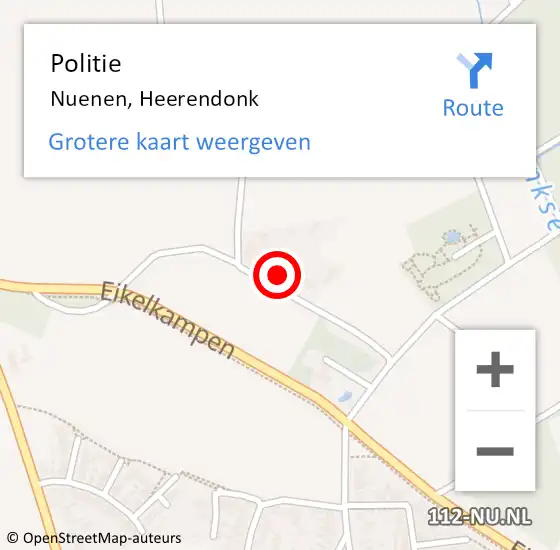 Locatie op kaart van de 112 melding: Politie Nuenen, Heerendonk op 14 februari 2023 11:42