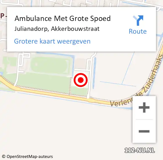 Locatie op kaart van de 112 melding: Ambulance Met Grote Spoed Naar Julianadorp, Akkerbouwstraat op 14 februari 2023 11:56