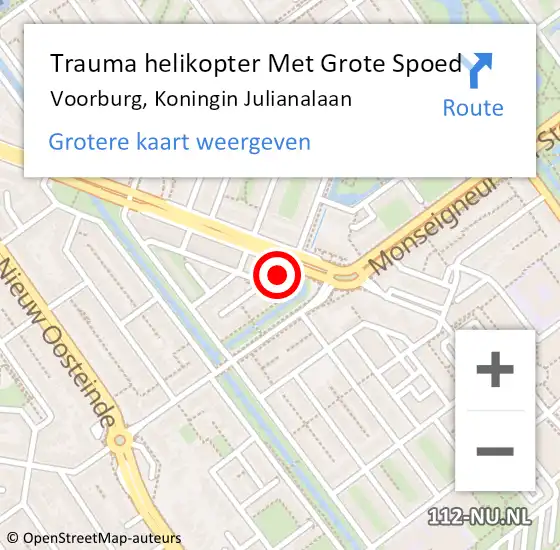 Locatie op kaart van de 112 melding: Trauma helikopter Met Grote Spoed Naar Voorburg, Koningin Julianalaan op 14 februari 2023 12:05