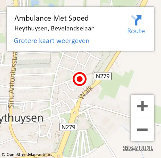 Locatie op kaart van de 112 melding: Ambulance Met Spoed Naar Heythuysen, Bevelandselaan op 14 februari 2023 12:09