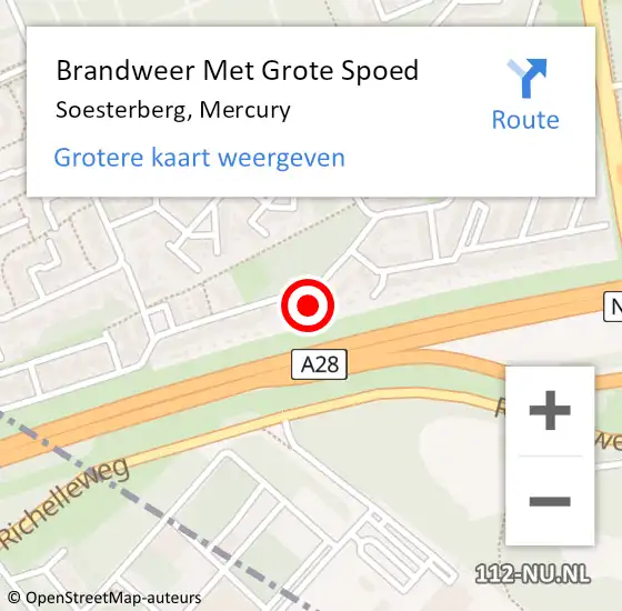 Locatie op kaart van de 112 melding: Brandweer Met Grote Spoed Naar Soesterberg, Mercury op 14 februari 2023 12:33